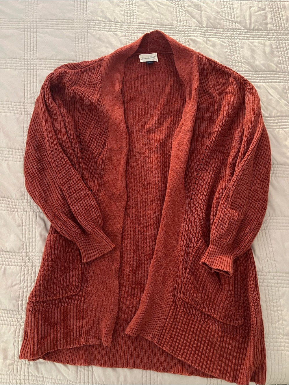 Universal Thread Open-Front Rust Orange Knit Cardigan